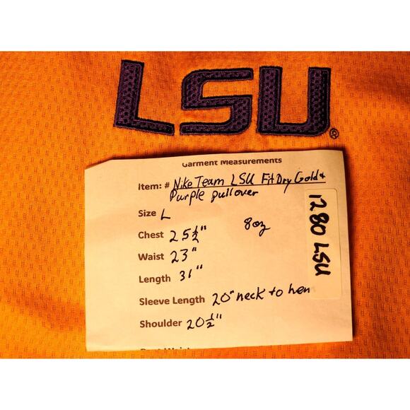 LSU Tigers Nike Team Fit Dry Mesh Pullover Shirt Purple & Gold Embroidery Size L - Picture 9 of 9